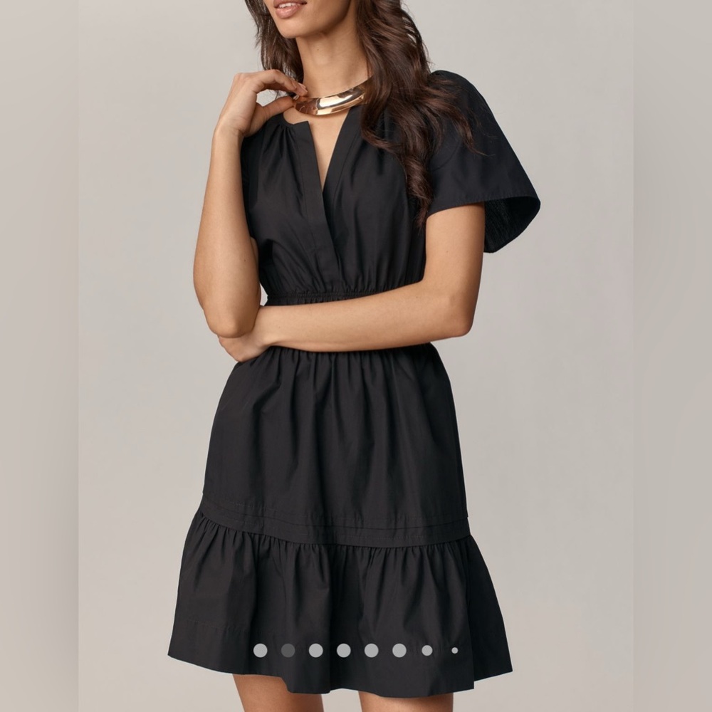 Anthropologie Black Tiered V-Neck Mini Dress